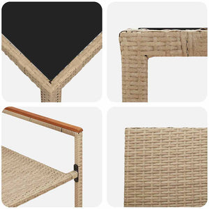 9-teilige Garten Essgruppe Beige Poly-Rattan