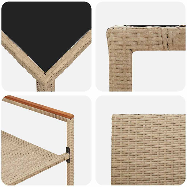 9-teilige Garten Essgruppe Beige Poly-Rattan