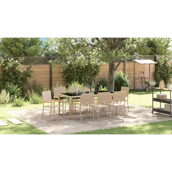 9-teilige Garten Essgruppe Beige Poly-Rattan
