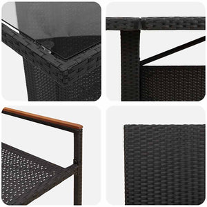 11-teilige Garten Essgruppe Schwarz Poly-Rattan