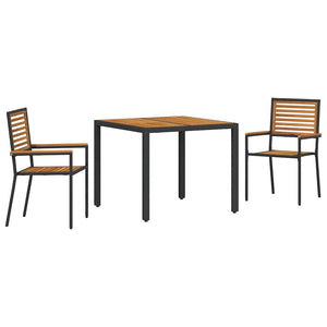 3-teilige Garten Essgruppe Poly-Rattan
