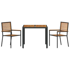 3-teilige Garten Essgruppe Poly-Rattan