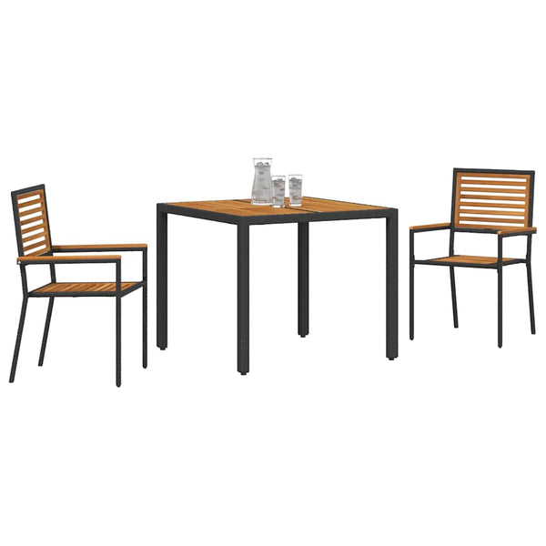 3-teilige Garten Essgruppe Poly-Rattan