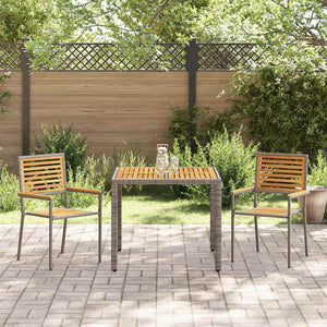 3-teilige Garten Essgruppe Poly-Rattan Grau Braun