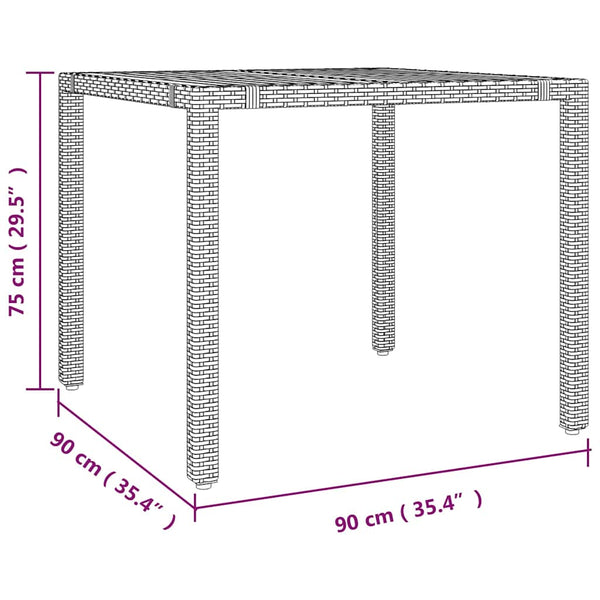 3-teilige Garten Essgruppe Poly-Rattan Grau Braun
