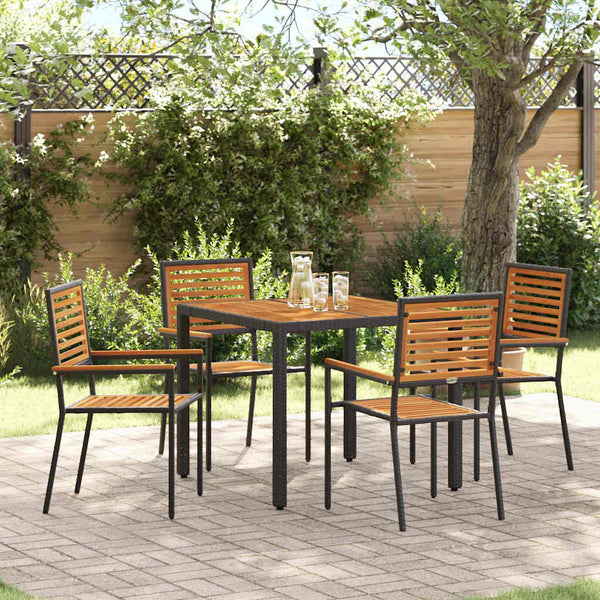 Garten Essgruppe 5-teilig Poly-Rattan Schwarz Braun