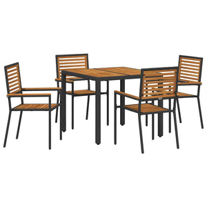 Garten Essgruppe 5-teilig Poly-Rattan Schwarz Braun