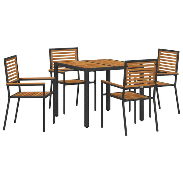 Garten Essgruppe 5-teilig Poly-Rattan Schwarz Braun