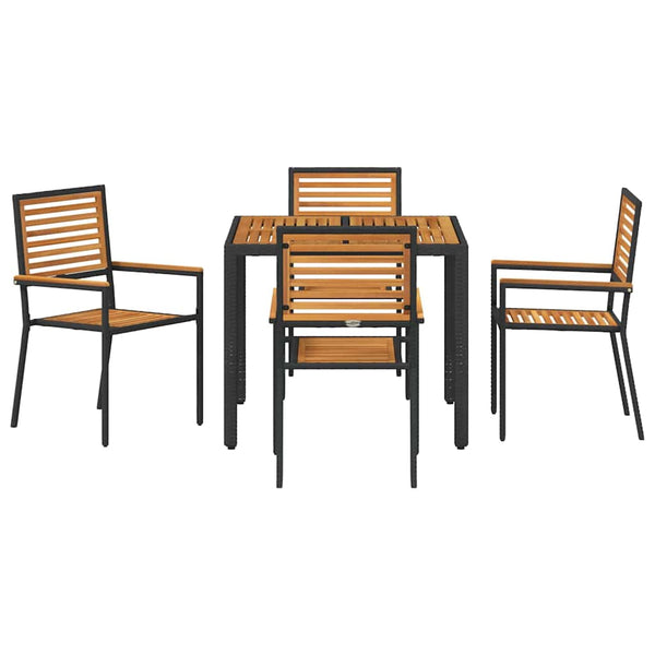 Garten Essgruppe 5-teilig Poly-Rattan Schwarz Braun