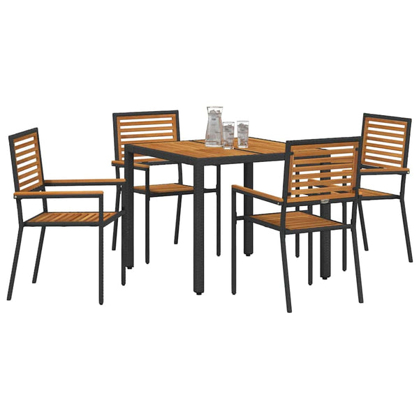 Garten Essgruppe 5-teilig Poly-Rattan Schwarz Braun