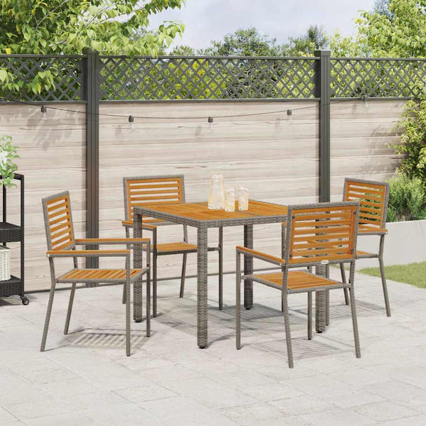 Garten Essgruppe 5-teilig Poly-Rattan Grau Braun