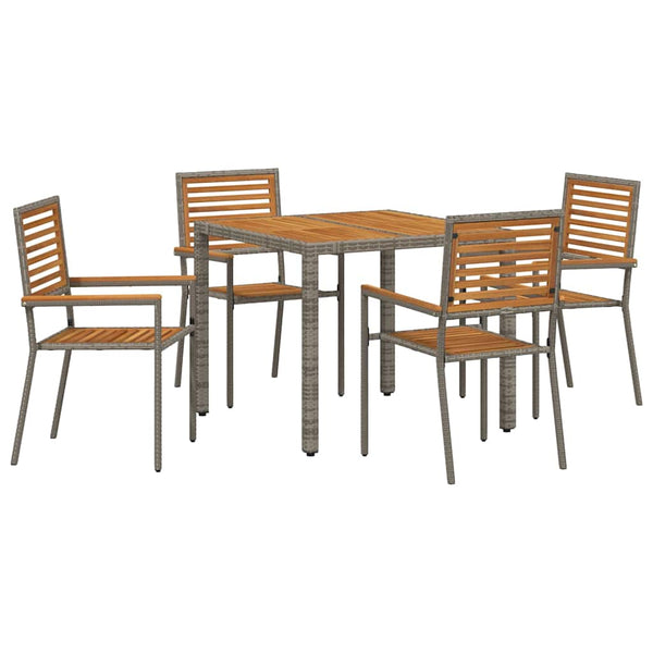 Garten Essgruppe 5-teilig Poly-Rattan Grau Braun