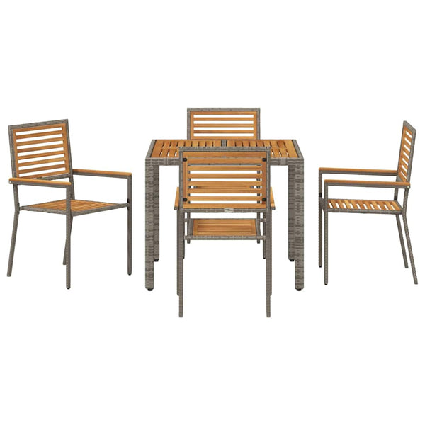 Garten Essgruppe 5-teilig Poly-Rattan Grau Braun