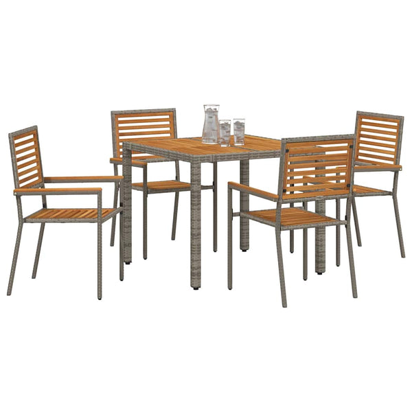 Garten Essgruppe 5-teilig Poly-Rattan Grau Braun