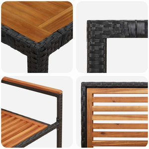 Garten Essgruppe 7-teilig Poly-Rattan Schwarz Braun