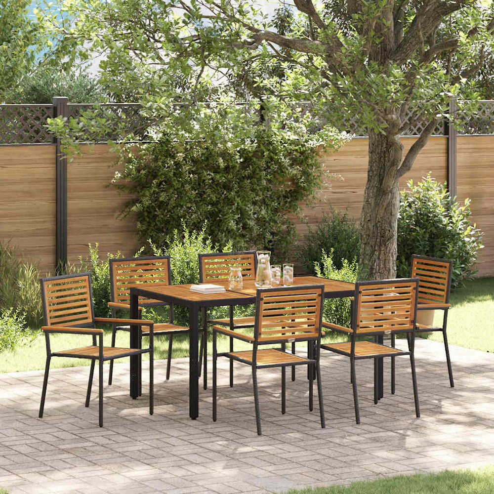 Garten Essgruppe 7-teilig Poly-Rattan Schwarz Braun