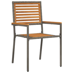 7-teilige Garten Essgruppe Grau Braun Poly Rattan
