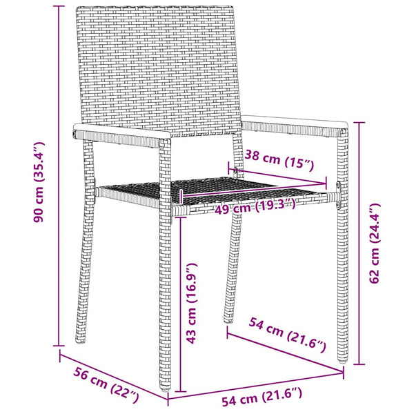 7-teilige Garten Essgruppe Grau Braun Poly Rattan