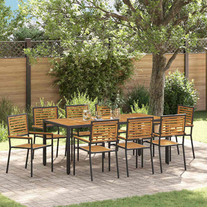 vidaXL Salon de salle à manger de jardin 9 pcs Noir et marron Résine tressée