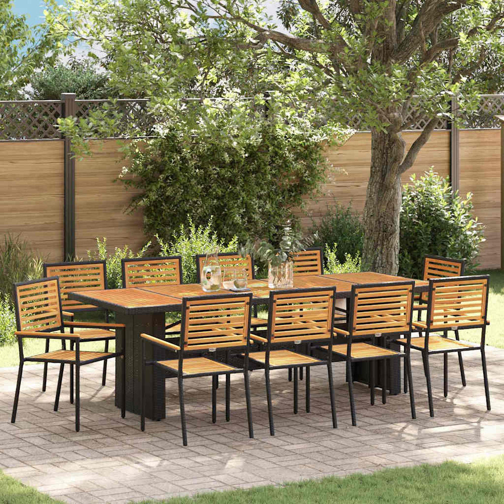 11-teilige Garten Essgruppe Schwarzbraun Poly Rattan