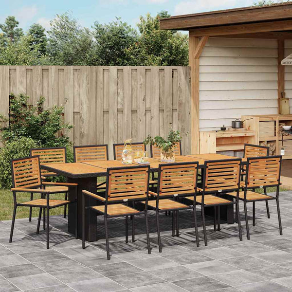 11-teilige Garten Essgruppe Schwarzbraun Poly Rattan
