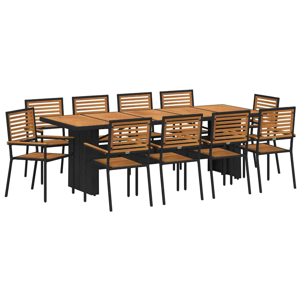 11-teilige Garten Essgruppe Schwarzbraun Poly Rattan