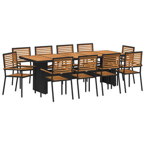 11-teilige Garten Essgruppe Schwarzbraun Poly Rattan