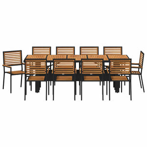 11-teilige Garten Essgruppe Schwarzbraun Poly Rattan