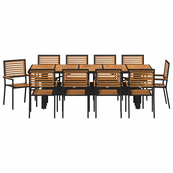 11-teilige Garten Essgruppe Schwarzbraun Poly Rattan