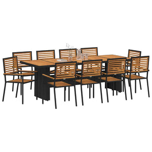 11-teilige Garten Essgruppe Schwarzbraun Poly Rattan