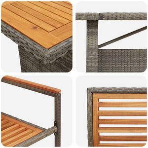 11-teilige Garten Essgruppe Grau-Braun Poly Rattan