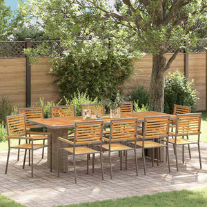 11-teilige Garten Essgruppe Grau-Braun Poly Rattan
