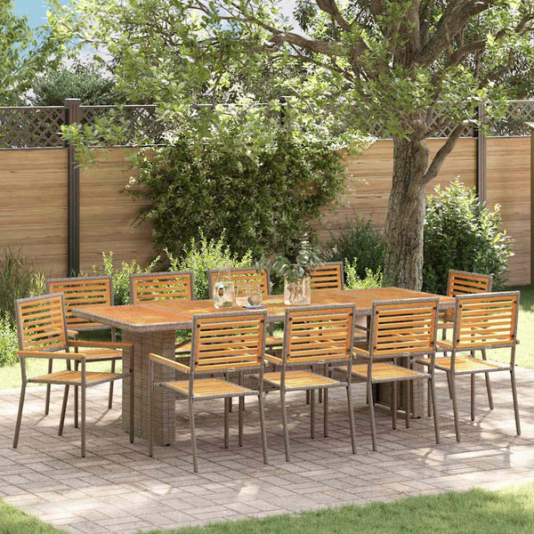 11-teilige Garten Essgruppe Grau-Braun Poly Rattan