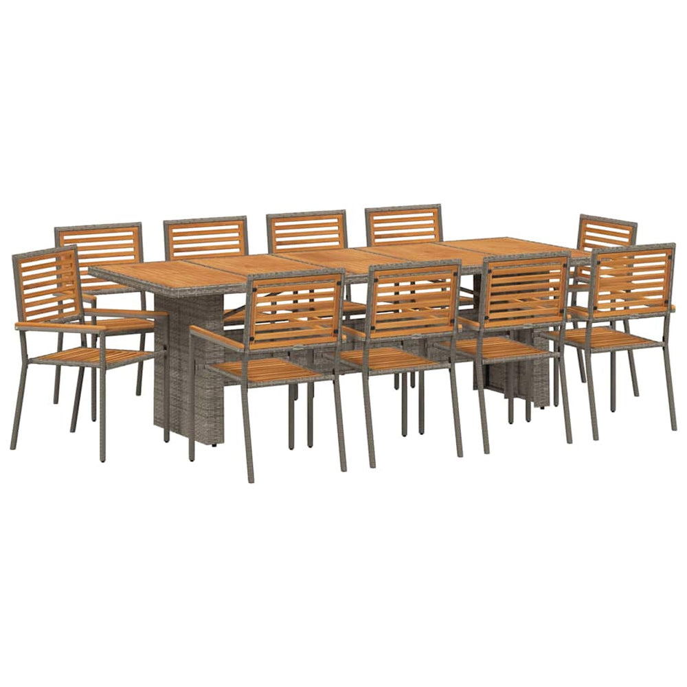11-teilige Garten Essgruppe Grau-Braun Poly Rattan