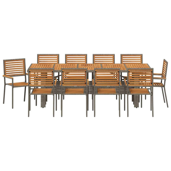 11-teilige Garten Essgruppe Grau-Braun Poly Rattan