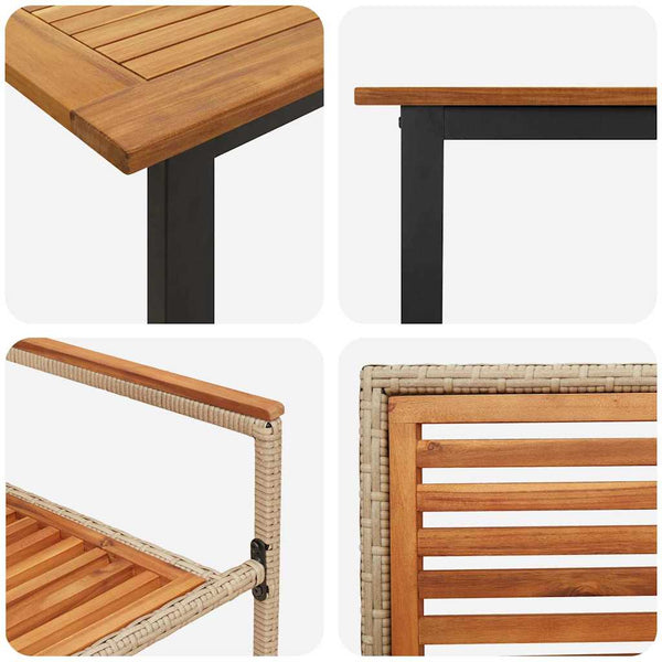 Garten Essgruppe 5-teilig Akazie Beige