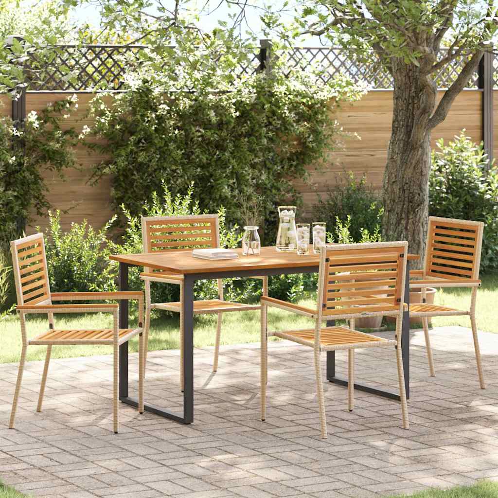 Garten Essgruppe 5-teilig Akazie Beige