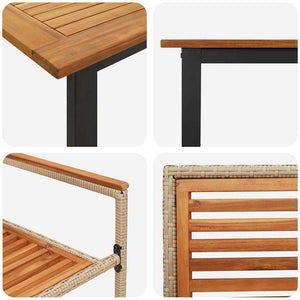 Garten Essgruppe 7-teilig Akazie Beige