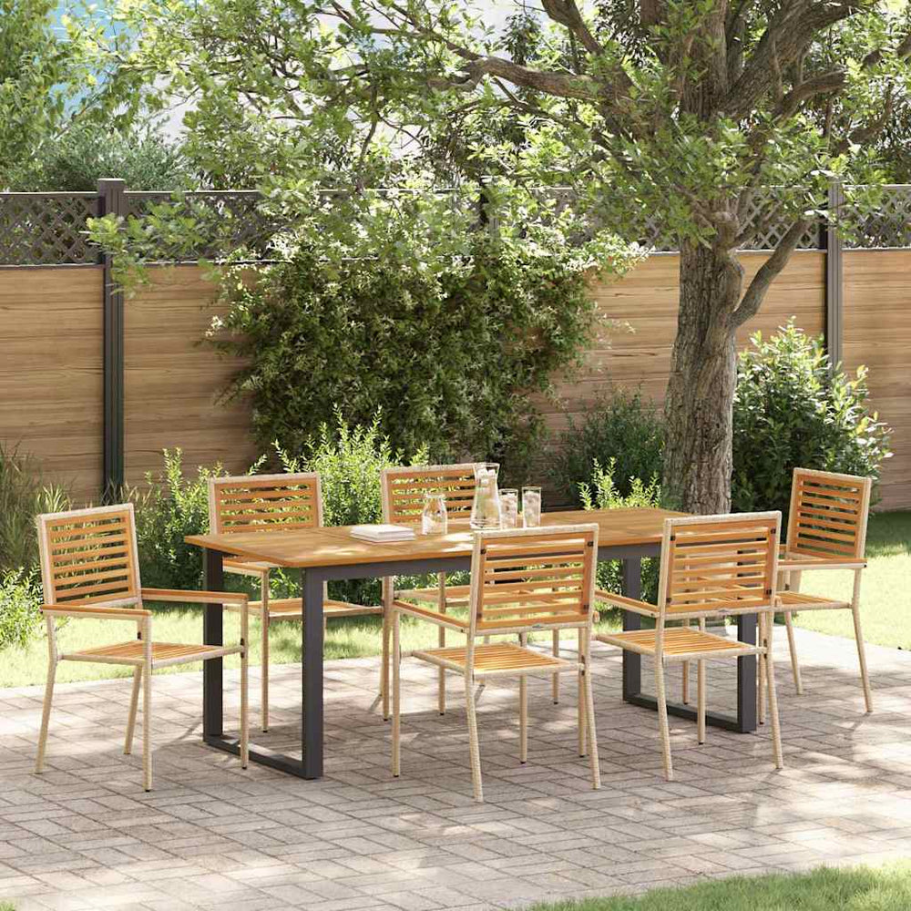 Garten Essgruppe 7-teilig Akazie Beige