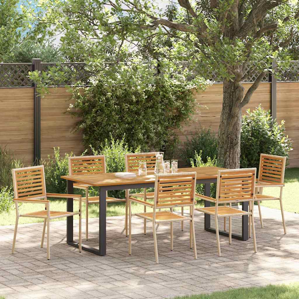 Garten Essgruppe 7-teilig Akazie Beige