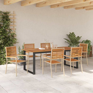 Garten Essgruppe 7-teilig Akazie Beige