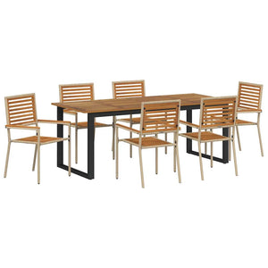 Garten Essgruppe 7-teilig Akazie Beige