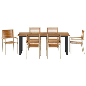 Garten Essgruppe 7-teilig Akazie Beige