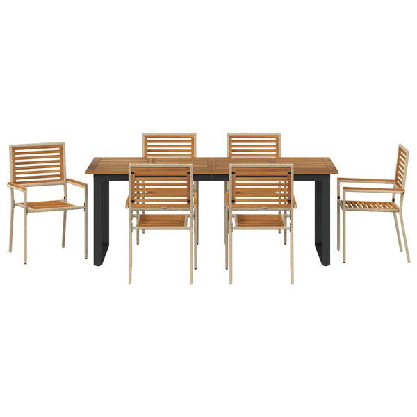 Garten Essgruppe 7-teilig Akazie Beige
