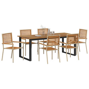 Garten Essgruppe 7-teilig Akazie Beige