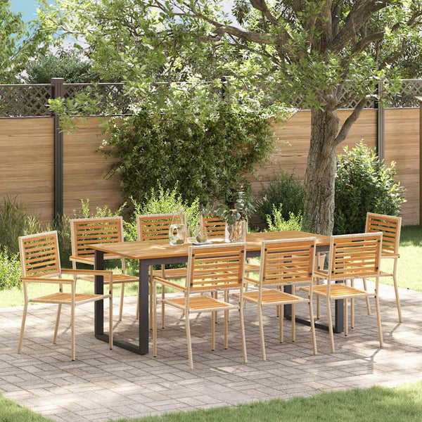 9-teilige Garten Essgruppe Akazie Beige