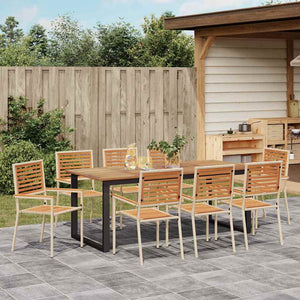 9-teilige Garten Essgruppe Akazie Beige
