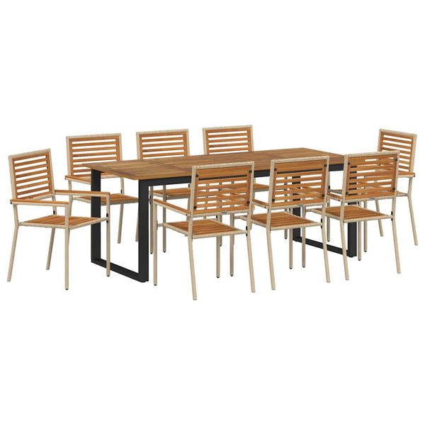 9-teilige Garten Essgruppe Akazie Beige