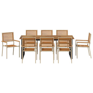 9-teilige Garten Essgruppe Akazie Beige