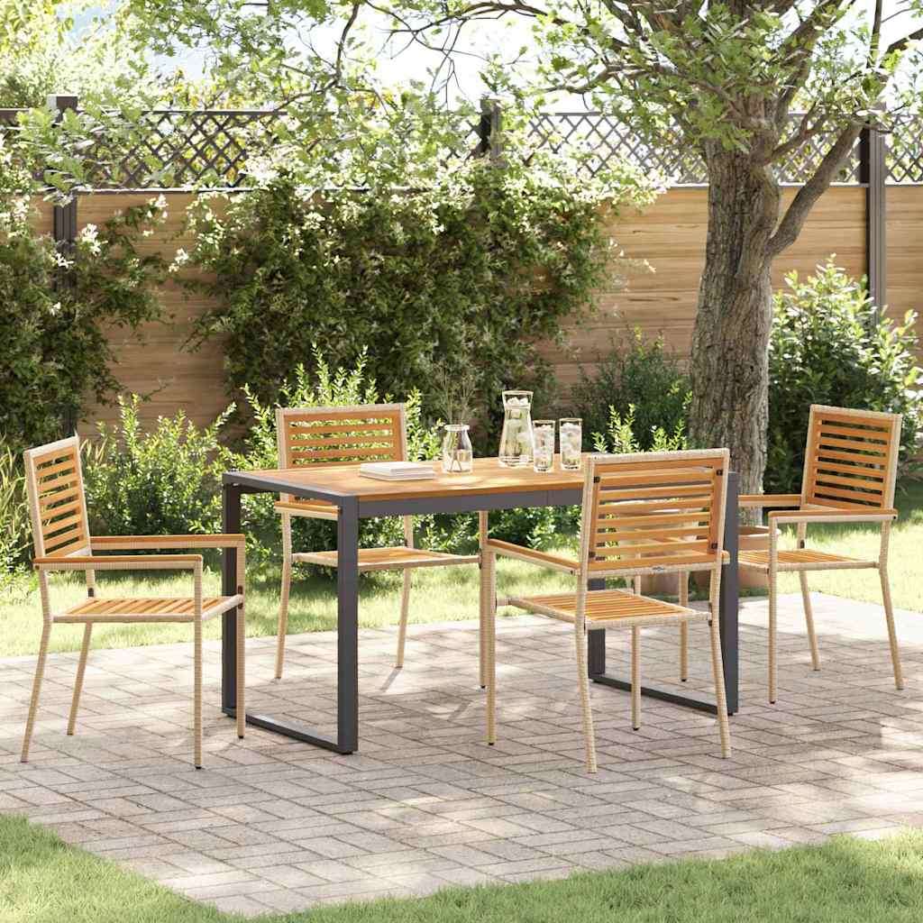 Garten Essgruppe 5-teilig Poly-Rattan Beige Braun